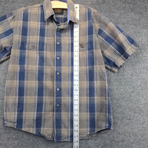 Wrangler Men's Authentic Western Button-Up Shirt Blue Plaid Medium Short Sleeve - Picture 10 of 12